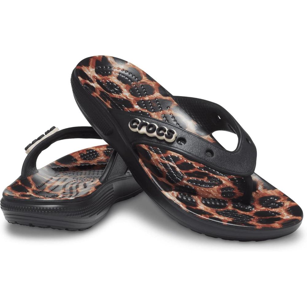 image:imageCrocs Unisexs Classic Flip FlopsBlackLeopard