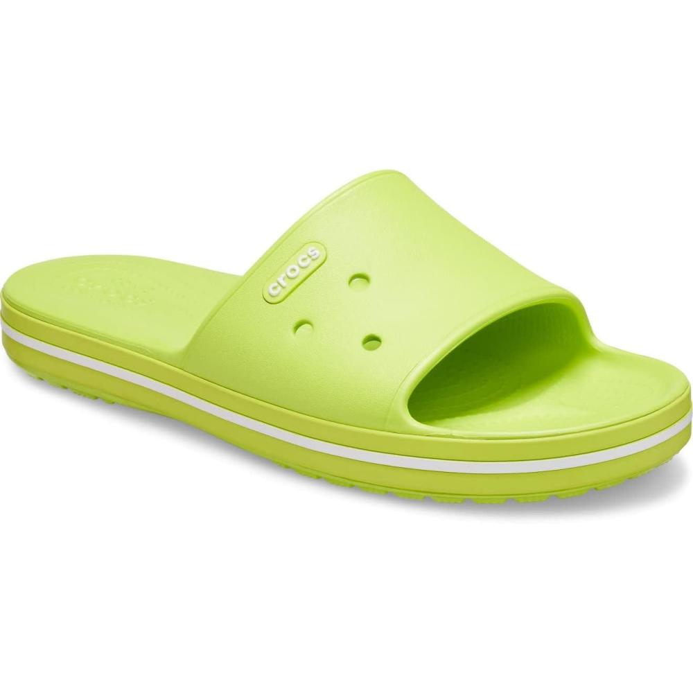 image:imageCrocs unisexadult Crocband III Slide SandalsLime Punch White
