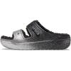 Crocs Classic Cozzzy Sandals(Black/Silver Glitter)