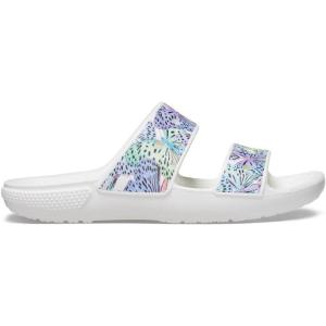 Crocs Men’s Classic Slide Sandals(White/Multi Butterfly)