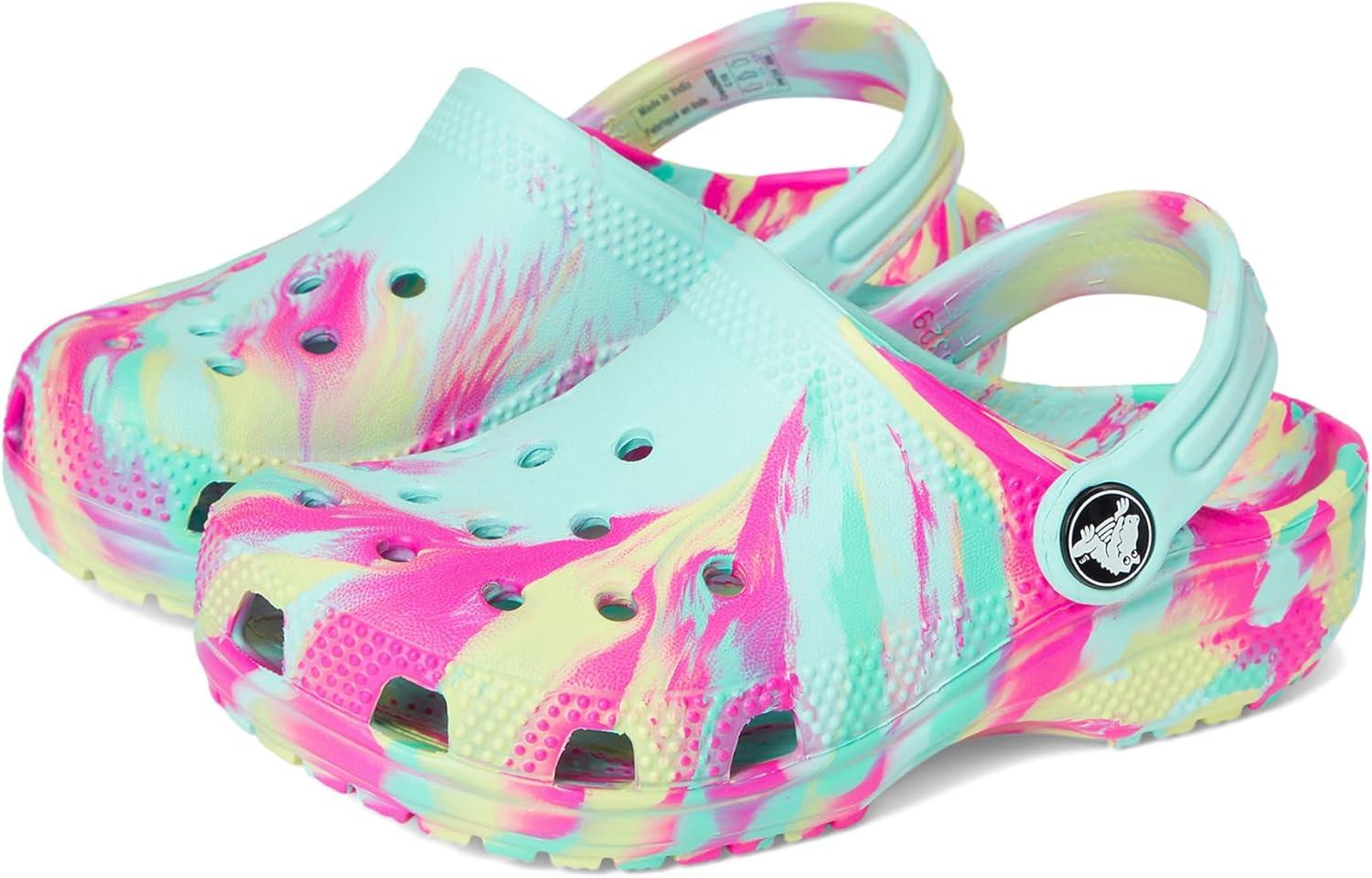 image:imageCrocs UnisexChild Classic Watercolor Marbled ClogAquamarineMulti