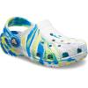 Crocs Unisex-Child Classic Watercolor Marbled Clog(White/Bright Cobalt)