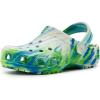 Crocs Unisex-Child Classic Watercolor Marbled Clog(Prep Blue/Multi Glow in the Dark)