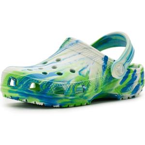 Crocs Unisex-Child Classic Watercolor Marbled Clog(Prep Blue/Multi Glow in the Dark)