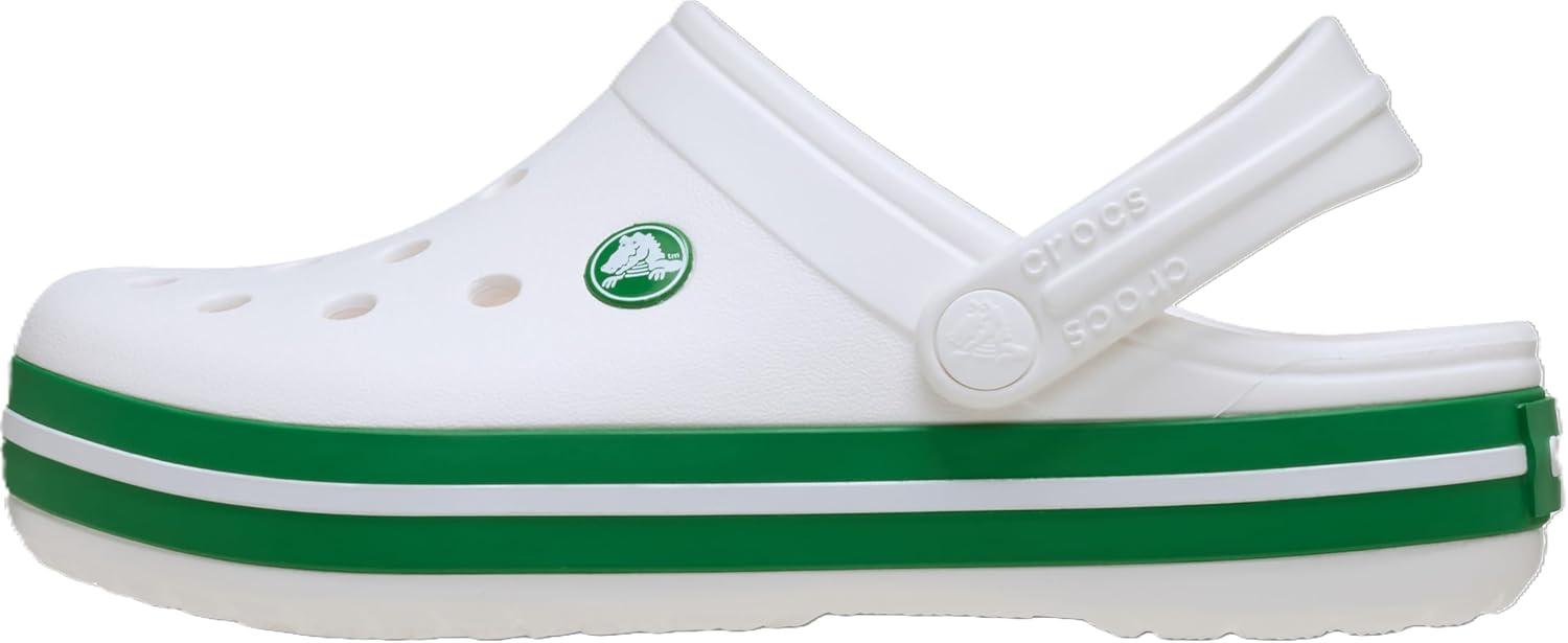 image:imageCrocs Kids Crocband Lightweight SlipOn ClogsWhiteGreen Ivy