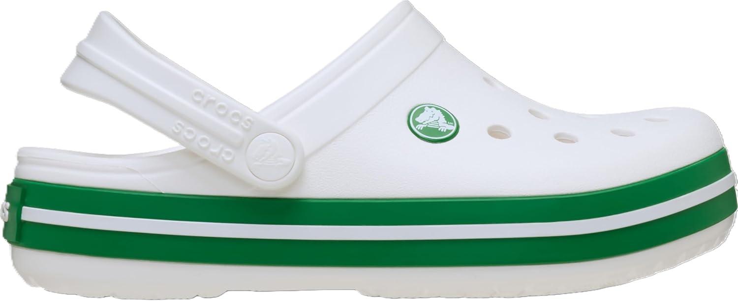 image:imageCrocs Kids Crocband Lightweight SlipOn ClogsWhiteGreen Ivy