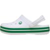 Crocs Kids Crocband Lightweight Slip-On Clogs(White/Green Ivy)