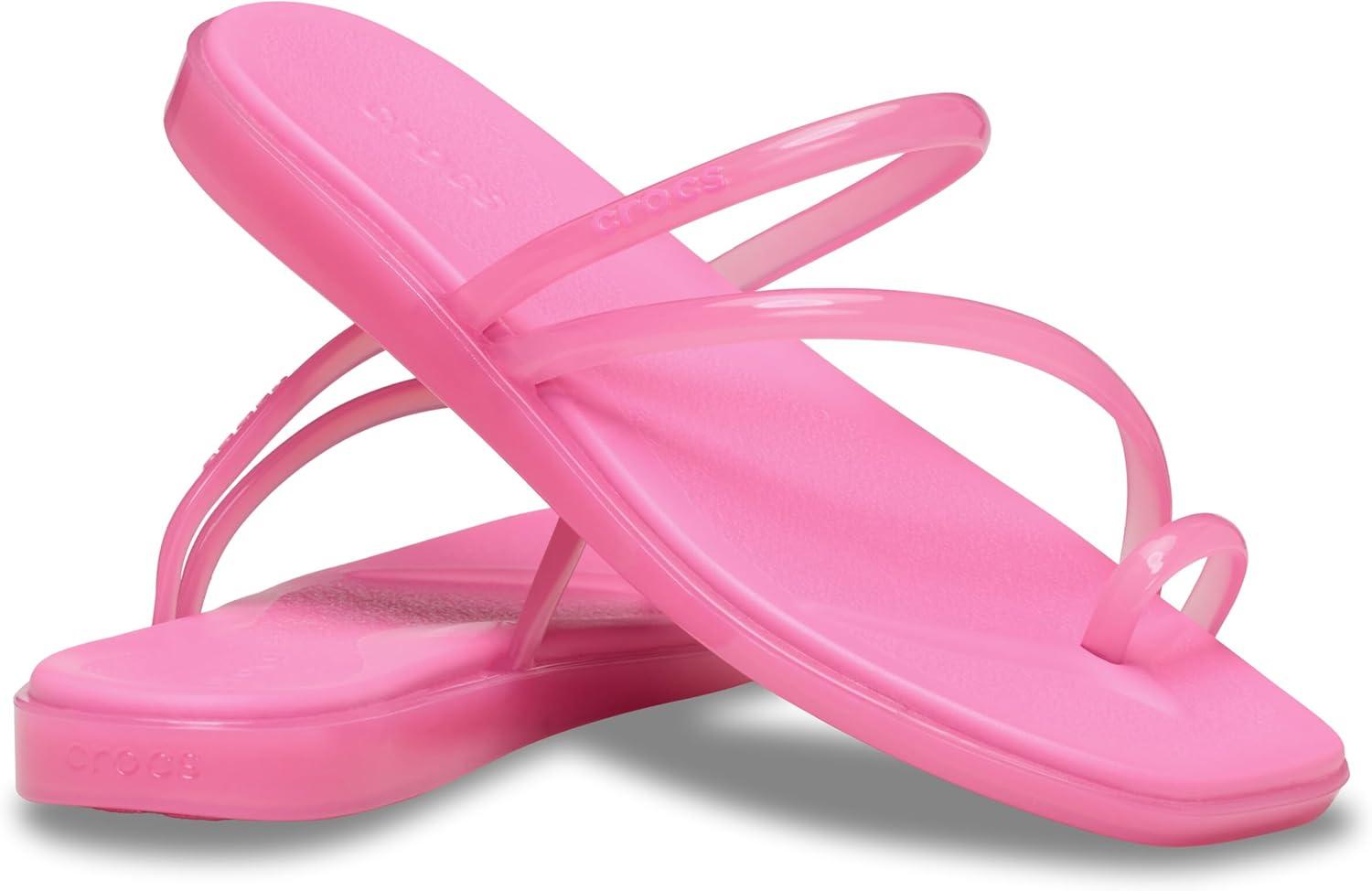 image:imageCrocs Womens Miami Toe Loop Sandal FlatPink Lemonade Jelly