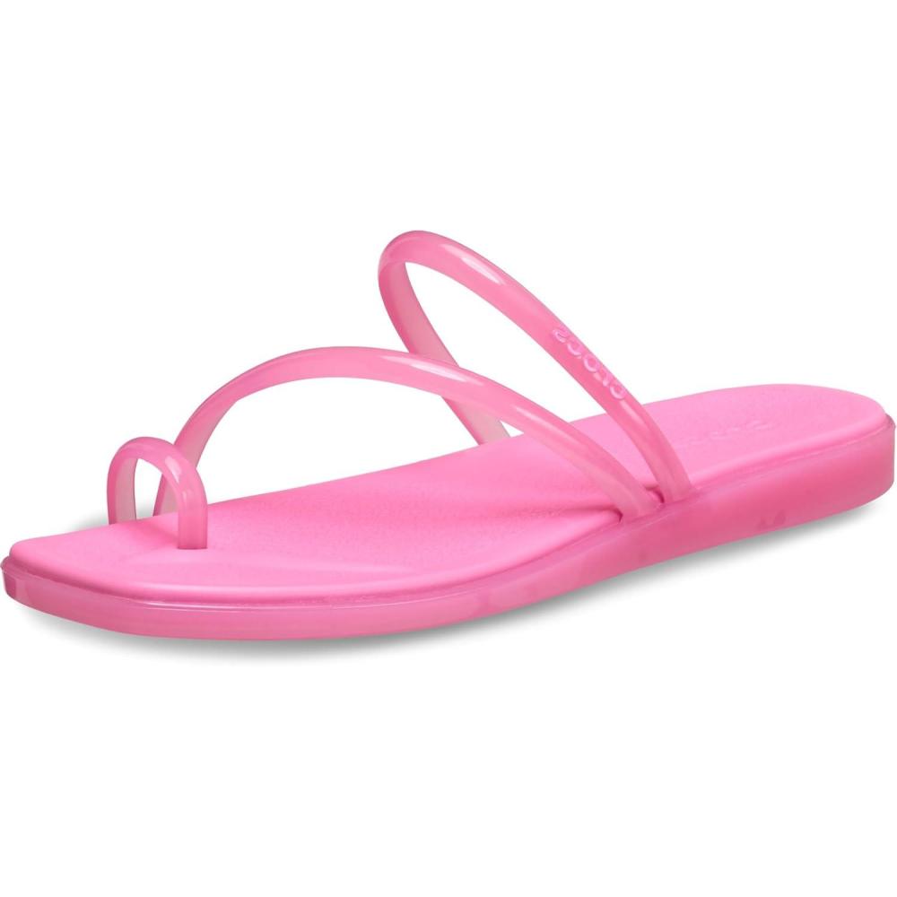 image:imageCrocs Womens Miami Toe Loop Sandal FlatPink Lemonade Jelly