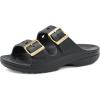Crocs Classic Saturday Sandals(Black/Metallic Buckle)