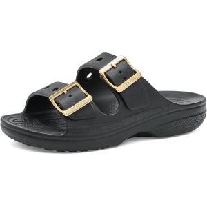 Crocs Classic Saturday Sandals(Black/Metallic Buckle)