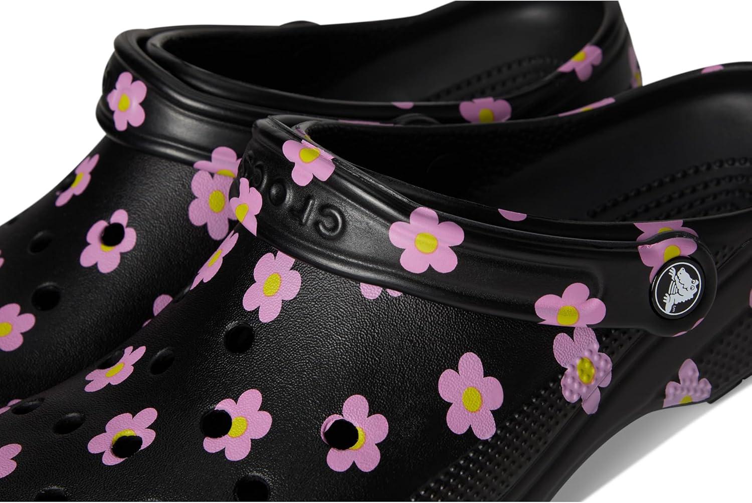 image:imageCrocs UnisexAdult Classic Clog Seasonal GraphicBlackFlowers