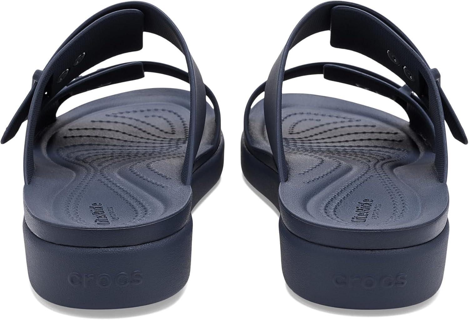 image:imageCrocs Womens Brooklyn Buckle Low WedgesNavy
