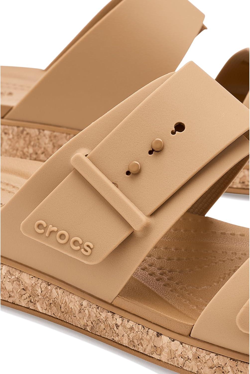 image:imageCrocs Womens Brooklyn Buckle Low WedgesUmber 1