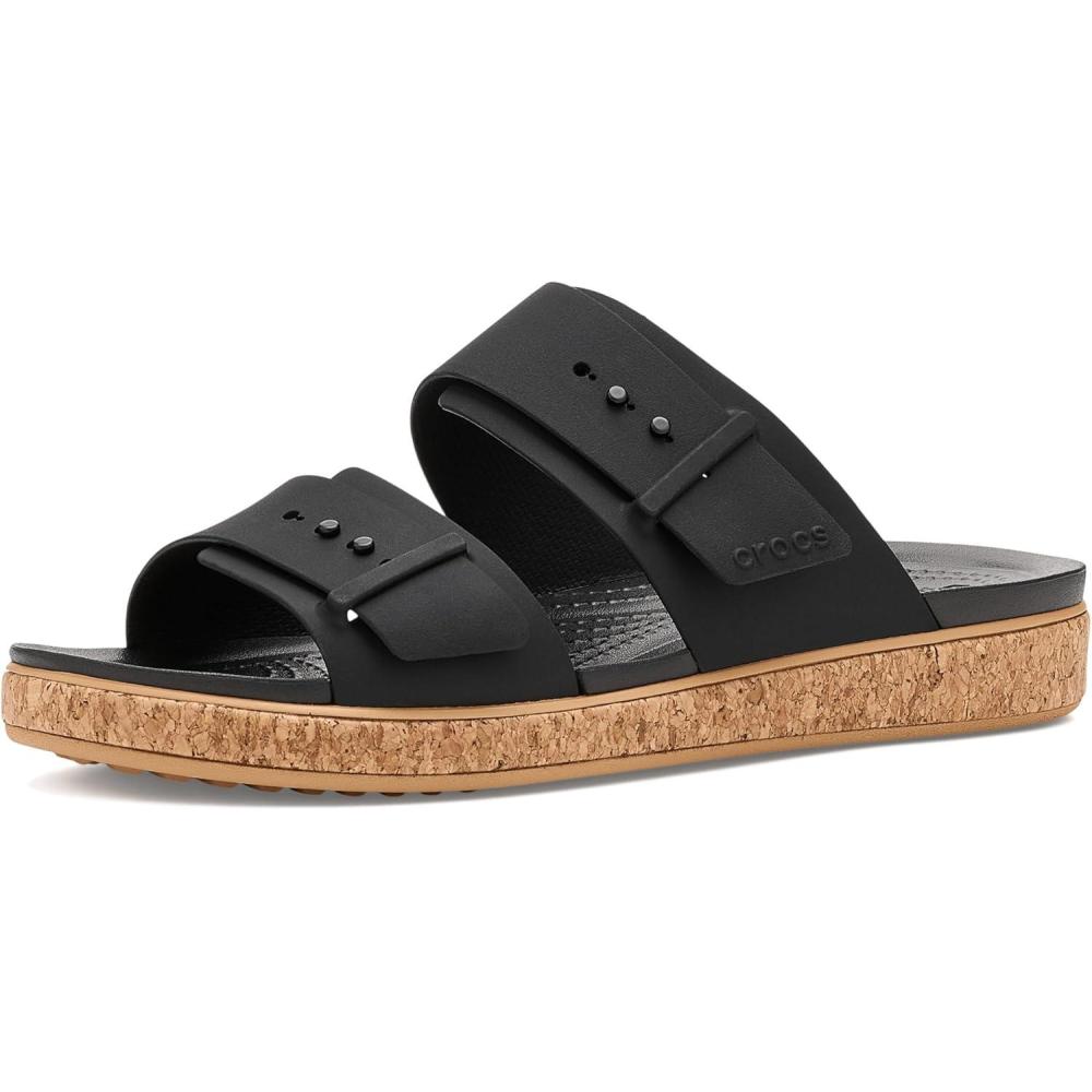 image:imageCrocs Womens Brooklyn Buckle Low WedgesBlack 2