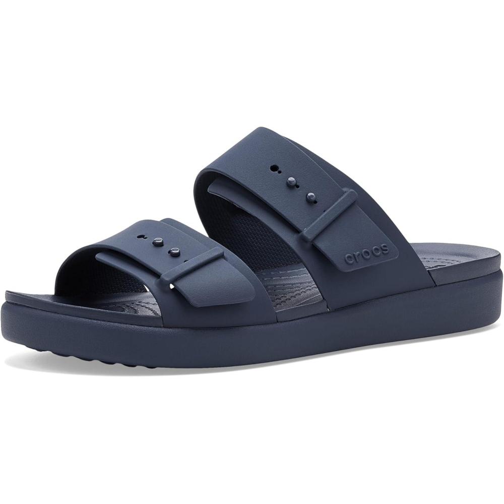 image:imageCrocs Womens Brooklyn Buckle Low WedgesNavy