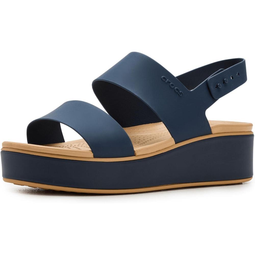 image:imageCrocs Womens Brooklyn Low Wedge SandalsNavyCashew