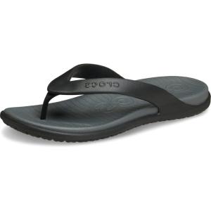 Crocs Men’s Coast Flip Flops, Sandals for Men(Black/Slate Grey)
