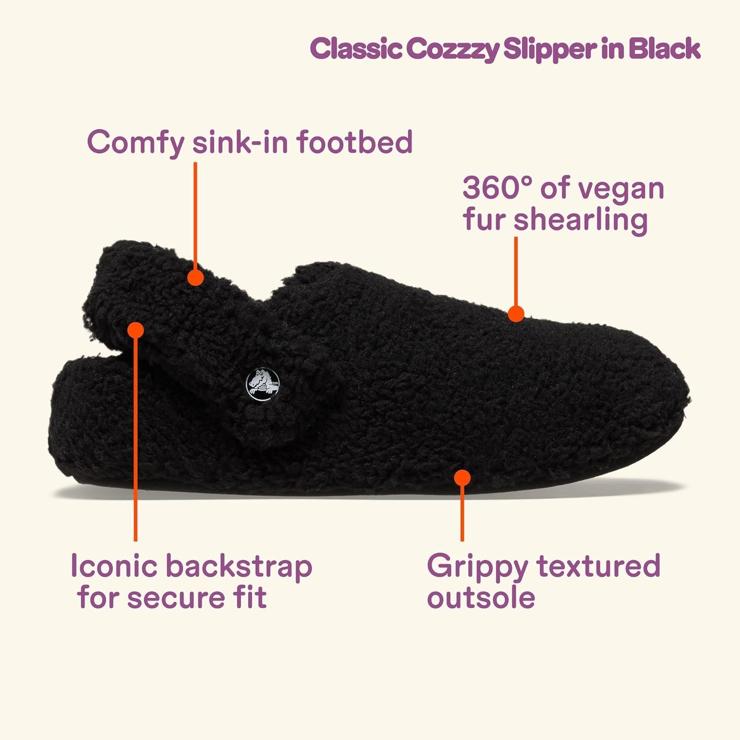image:imageCrocs UnisexAdult Classic Cozzzy Slipper Fuzz Lined House Slippers for Women and MenBlack