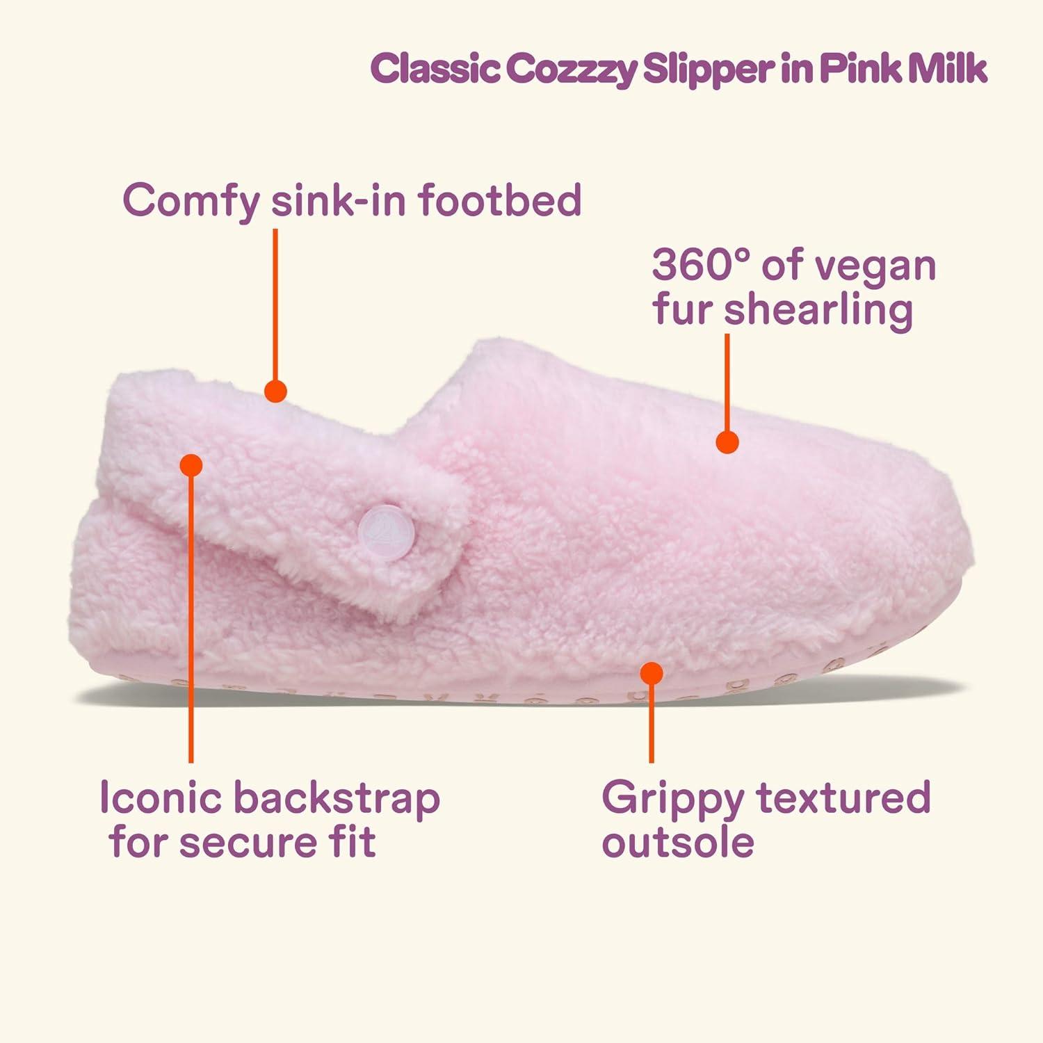 image:imageCrocs UnisexAdult Classic Cozzzy Slipper Fuzz Lined House Slippers for Women and MenPink Milk