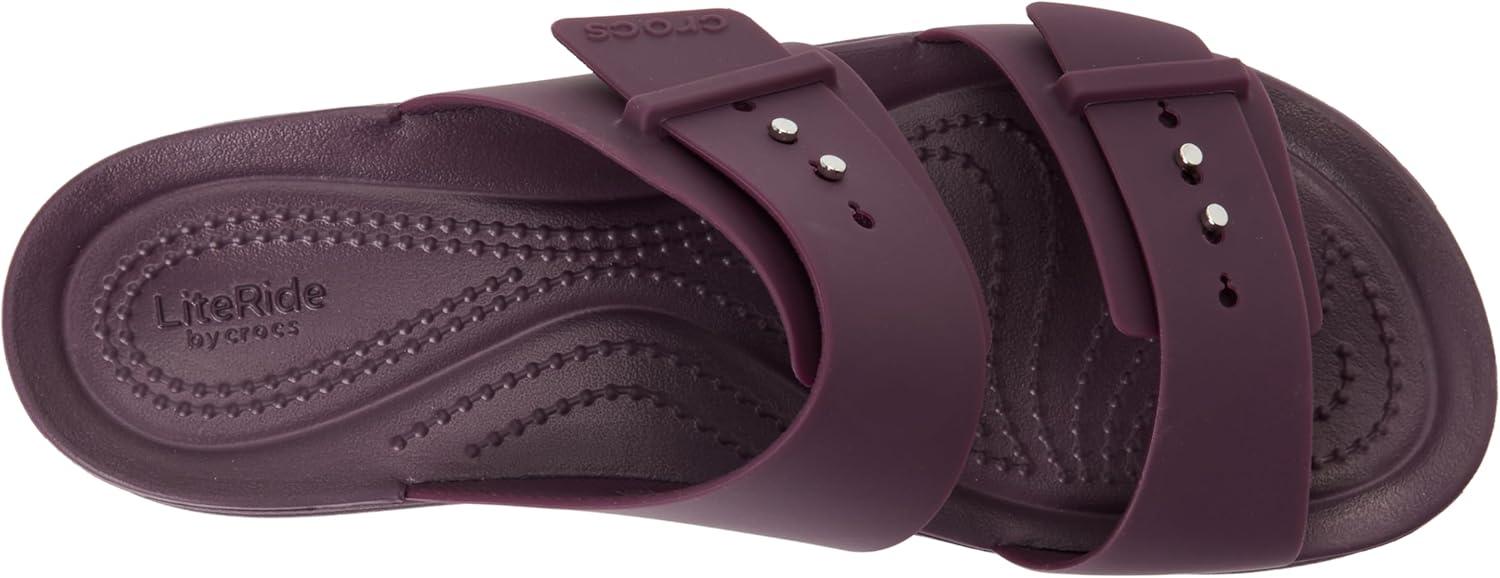 imageCrocs Femme Brooklyn Buckle Low Wedge Sandale calePlush Plum