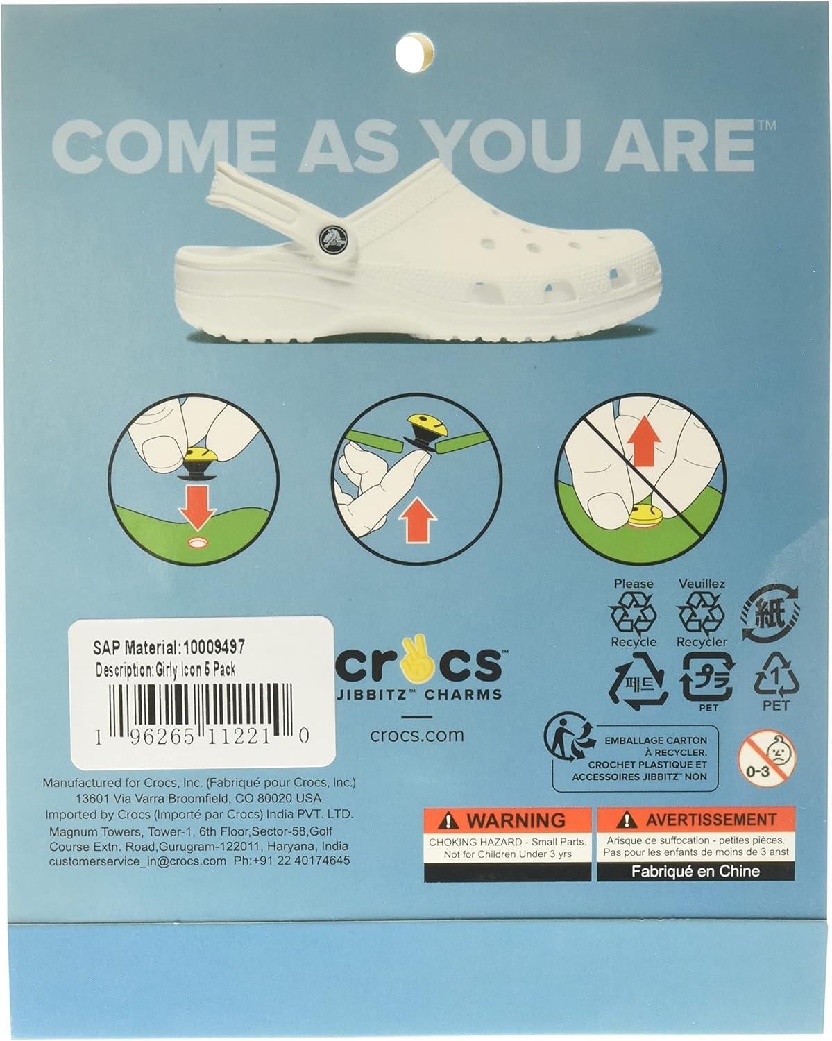 imageCrocs Lot de 5 Personnalisez Jibbitz Breloques pour Chaussures Mixte Adulte Icne Girly 5 Pack