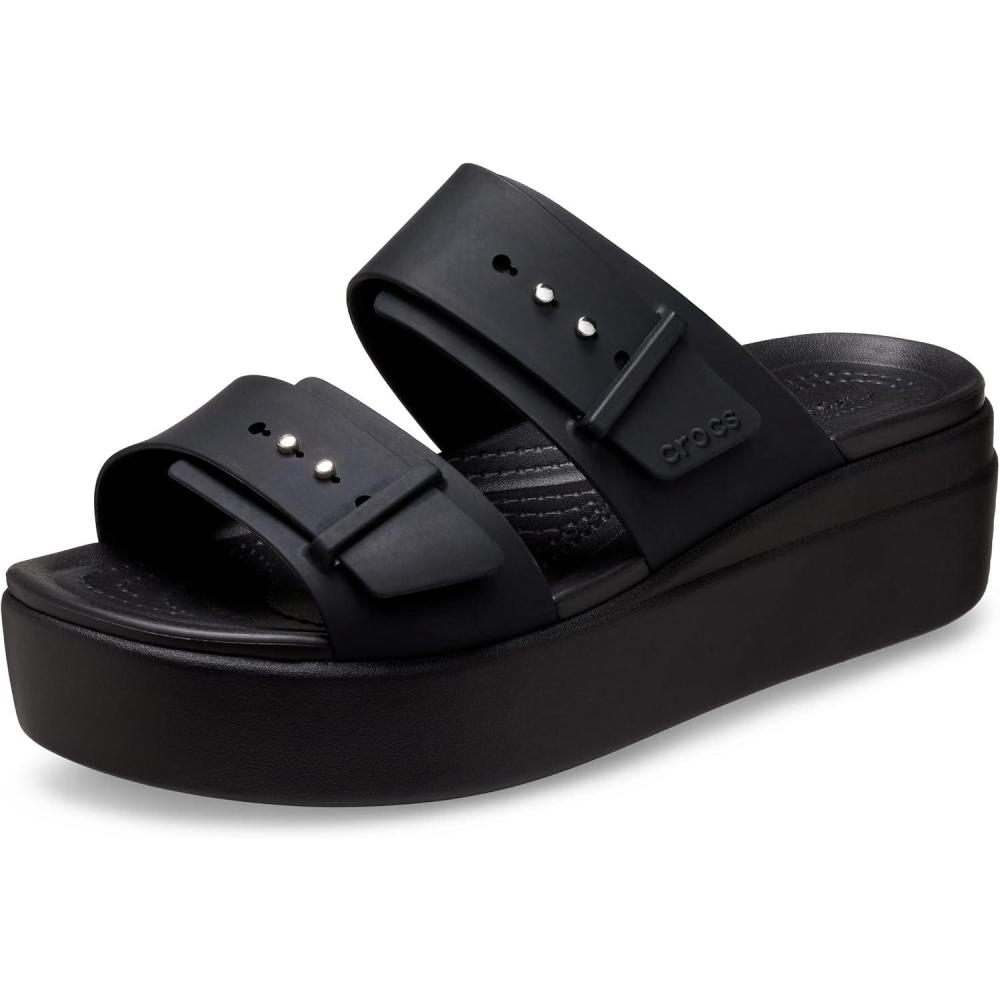 imageCrocs Femme Brooklyn Buckle Low Wedge Sandale caleNoir